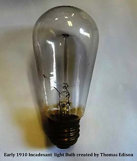 1910 Incandescent Light Bulb created by Thomas Edison 1910 Incandescent Light Bulb created by Thomas Edison
